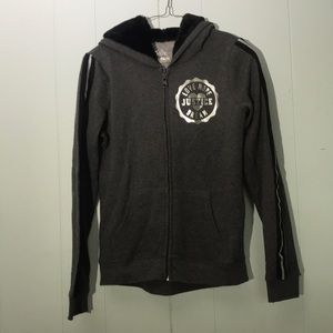 Justice Zip Up hooded Sweatshirt plush Hood Sz 14